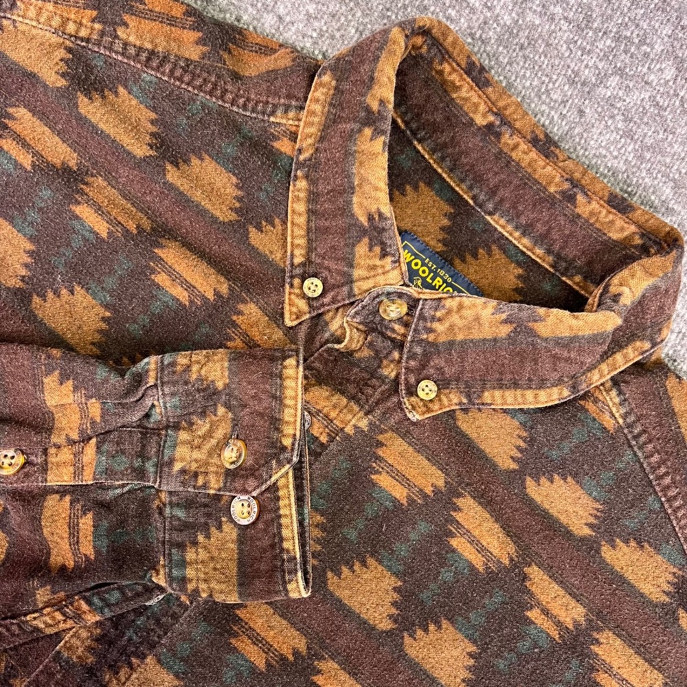 Woolrich Shirt Mens XXL Brown Southwestern Flannel Rugged Outdoor Aztec Western